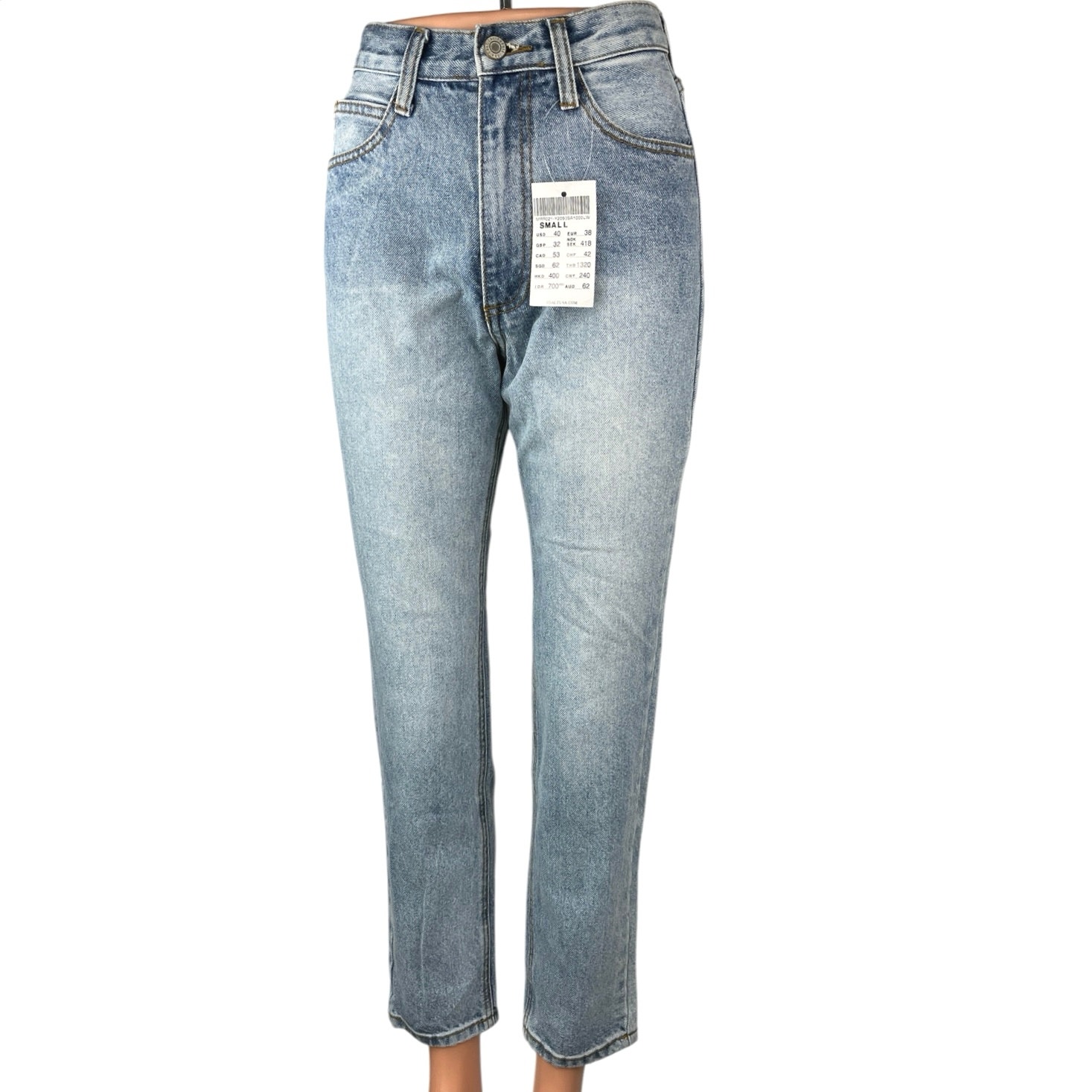 New Pacsun J. Galt Blue Light Wash High Rise Slim Straight Denim Jeans Size S